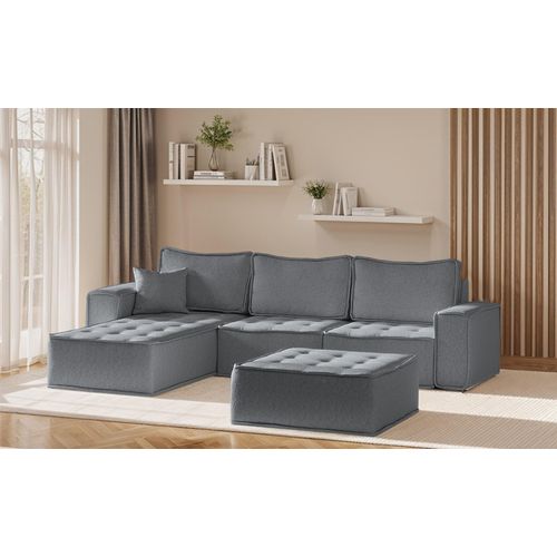 Ecksofa Modulsofa 4-teilig SANDE Stoff Alpine Anthrazit Ottomane Links