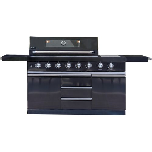 Buschbeck Outdoorküche Chester, schwarz lackierter Edelstahl, B214 x T60 x H119 cm