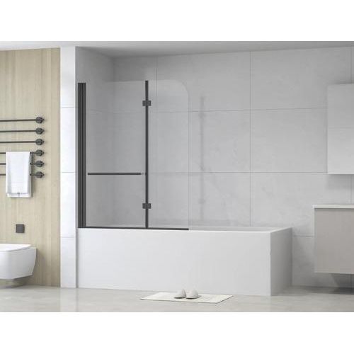 form&style Badewannenaufsatz 2-teilig DRENA 1120 x 1400 mm Klarglas Profilfarbe schwarz