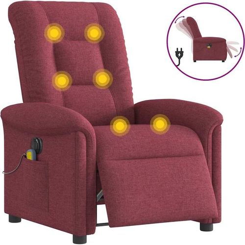 Massagesessel Elektrisch Weinrot Stoff