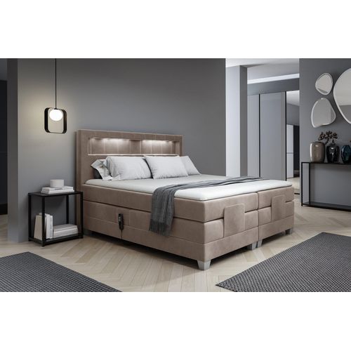 Boxspringbett Elektrisch Bett DAVIDE 160x200cm in Stoff Fresh Macchiato