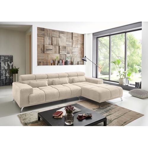 Wohnlandschaft ></noscript>Starlett< elektr. Sitztiefenverstellung, cord beige - 285x99x201cm (BxHxT)