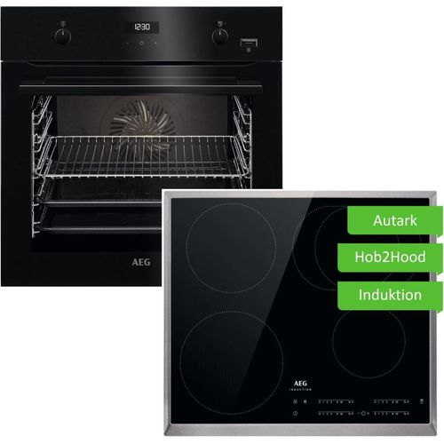 Herdset AEG Backofen SteamBake mit Induktionskochfeld PowerBooster autark 60 cm