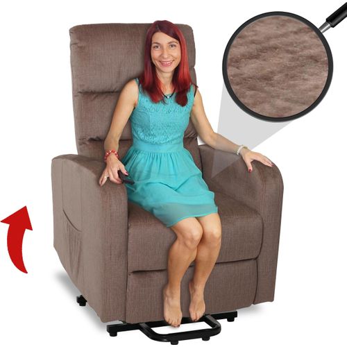 Fernsehsessel MCW-K62, Sessel Relaxsessel TV-Sessel, Liegefunktion Aufstehhilfe elektrisch, Metall Chenille braun