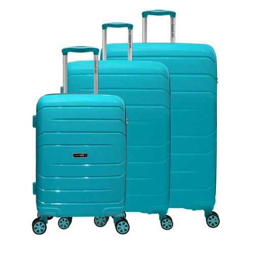 Reisekoffer Set 3tlg Trolley Reisetasche mit TSA Zahlenschloss petrol