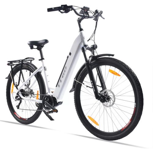 28'' Elektrofahrrad 250W e-Bike Mittelmotor 36V/20Ah Shimano 9-Gänge e-Mountainbike City E-Bikes & E-Hollandräder für Damen und Herren E-Trekking Weis