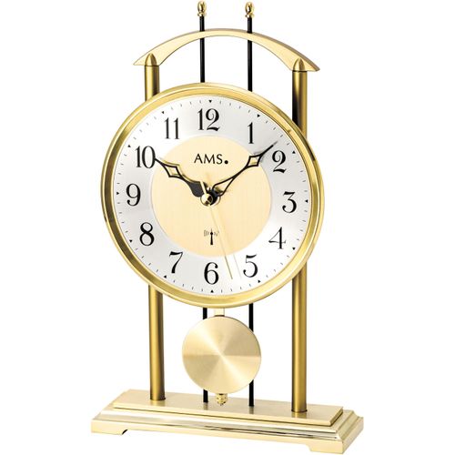 Pendeltischuhr AMS, gold (goldfarben, silberfarben), Tischuhren, Quarzuhr, Funkuhr, Wohnzimmer, Schlafzimmer, Arbeitszimmer, Büro