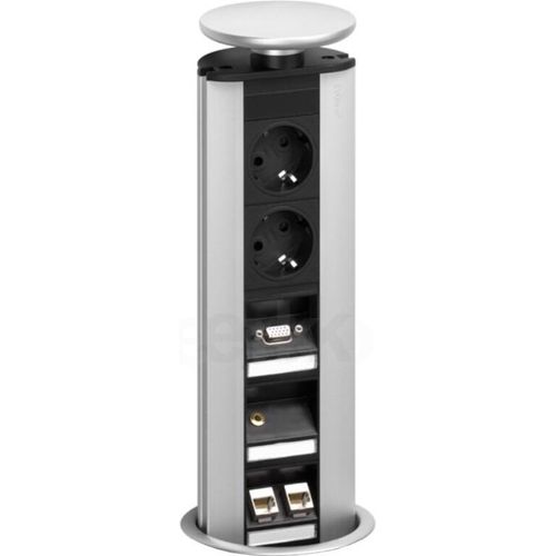 Schulte EVOline Port 01.978 Multimedia Professionell versenkbare Steckdose Silber