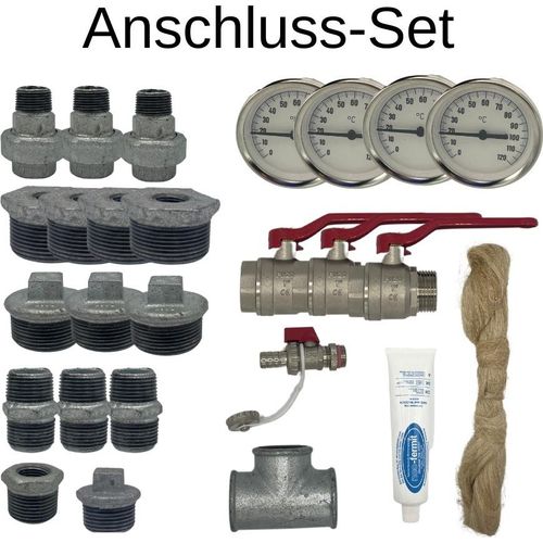 Pufferspeicher Anschlussset 26-teilig Montageset Entlüfter Stopfen Reduzierung KFE