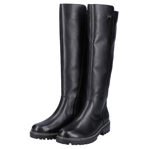 Stiefel REMONTE, Damen, Gr. 39, Normalschaft, schwarz, Leder, klassisch, Schuhe, Blockabsatz, Businesschuh, Langschaftstiefel Innenreißverschluss