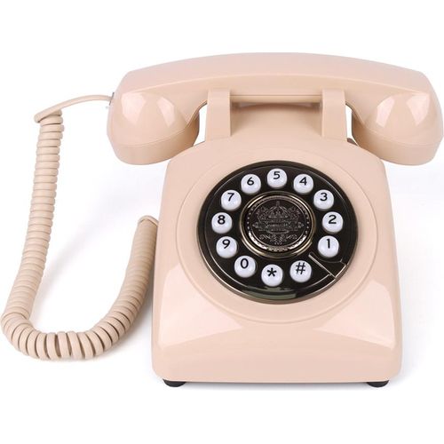 Audio-Nachrichtenbuch, Sprachaufzeichnung, Vintage-Telefonrekorder mit kabelloser Bluetooth-Funktion, Hochzeitstelefon, personalisiert mit Voicemail, beste Wuensche, geeignet fuer Brautparty, Geburtstagsfeier, Babyparty, Jahrestag, Verlobung C Retro, cremefarben