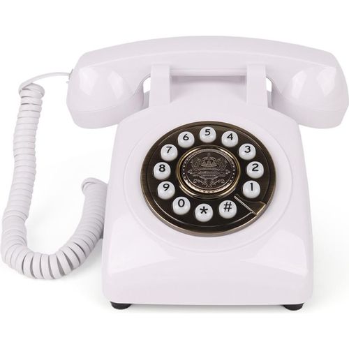 Audio-Nachrichtenbuch, Sprachaufzeichnung, Vintage-Telefonrekorder mit kabelloser Bluetooth-Funktion, Hochzeitstelefon, personalisiert mit Voicemail, beste Wuensche, geeignet fuer Brautparty, Geburtstagsfeier, Babyparty, Jahrestag, Verlobung C Retro-Weiss
