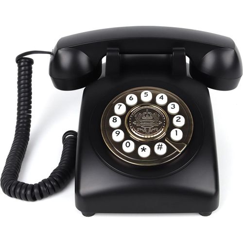 Audio-Nachrichtenbuch, Sprachaufzeichnung, Vintage-Telefonrekorder mit kabelloser Bluetooth-Funktion, Hochzeitstelefon, personalisiert mit Voicemail, beste Wuensche, geeignet fuer Brautparty, Geburtstagsfeier, Babyparty, Jahrestag, Verlobung C stilvolles Retro-Schwarz