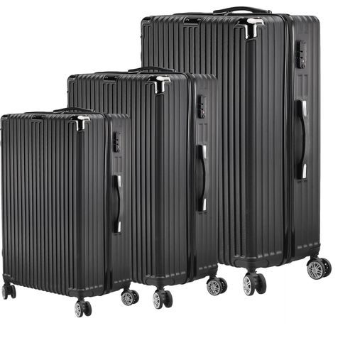 UnboxG Reisekoffer Set 3 tlg. Schwarz Koffer Hartschale Trolley Kofferset Tasche 28/24/20 Zoll