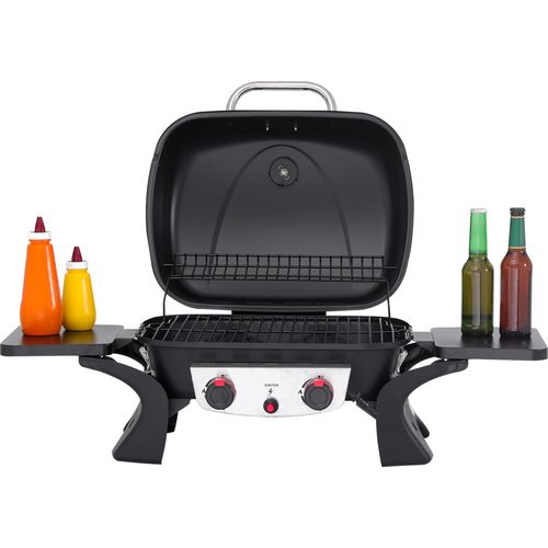 Gasgrill 5kW, 2 Brenner, Stahl 96,5 x 46,5 x 35 cm