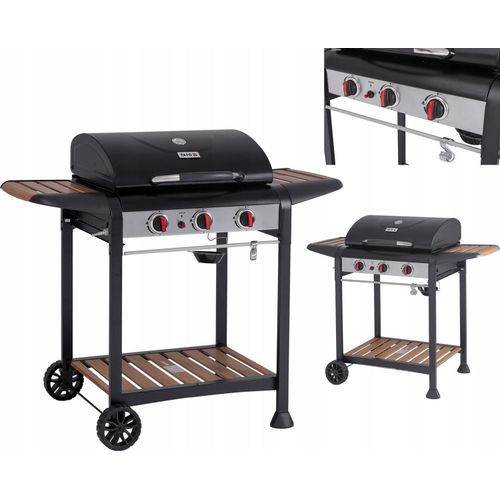 Gasgrill 9kW, 3 Brenner, Stahl 122 x 57 x 98 cm