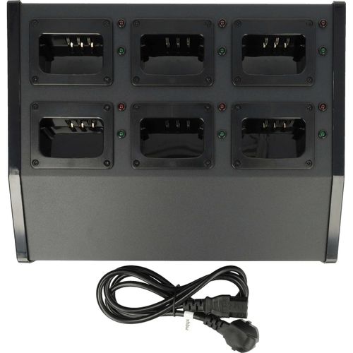 vhbw 6-fach Ladegerät kompatibel mit Kenwood TK-3307M2, TK-3306M3 Funkgerät-Akkus - Ladestation + Stromkabel, 9 V, 6 A