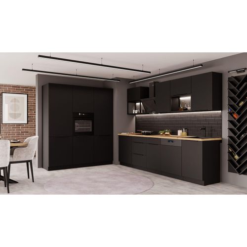 Küche SIENA LOFT - 280 + 180 cm Küchenzeile Küchenblock Einbauküche Schwarz matt