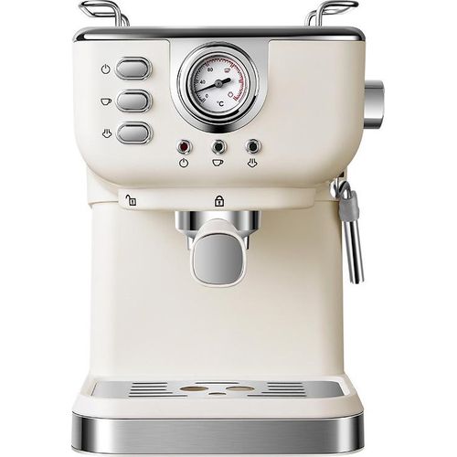 ZELURXX Retro Kaffeebereiter, 20 Bar Espressomaschine, Abnehmbar, Edelstahl, Spülmaschinenfeste Abtropfschale, Für Cappuccino, Latte Macchiato, Weiß