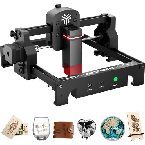 ACMER S1 Tragbarer Mini Lasergravierer– 3.5W, 130x130mm Gravurgröße, für Holz, Kunststoff, Papier, Leder, Acryl, Glas