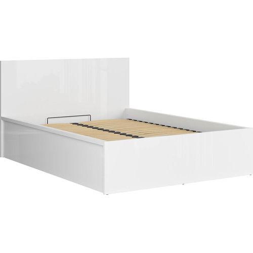 Black Red White Tetrix Bett 140x200 mit Rahmen und Bettkasten in Weiß Hochglanz
