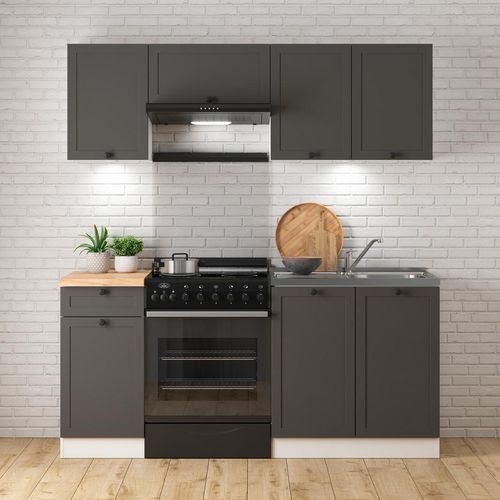 Küchenzeile Junona Line 180 cm mit Arbeitsplatte in Graphit