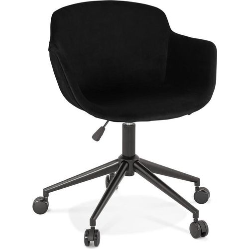 Bürostuhl mit Armlehnen | Konferenz & Besucherstuhl mit hoher Rückenlehne | Samt Drehstuhl für Büro & Meeting | Modern Design | Schwarz, 59x54cm | Pilano von Kadima Design