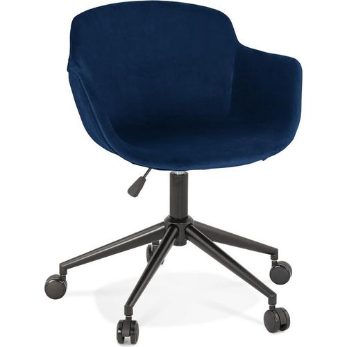 Ergonomischer Bürostuhl | Konferenz & Besucherstuhl mit hoher Rückenlehne | Samt Drehstuhl für Office & Meeting | Modern Design | Dunkelblau, 59x54cm | Pilano von Kadima Design