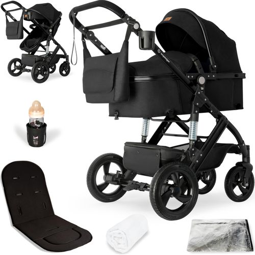 Bergsteiger Nizza 3 in 1 Kinderwagen, Kombikinderwagen Komplettset, Babywanne & Buggy Sportsitz inklusive, Auto-Babyschale & Isofix Station optional