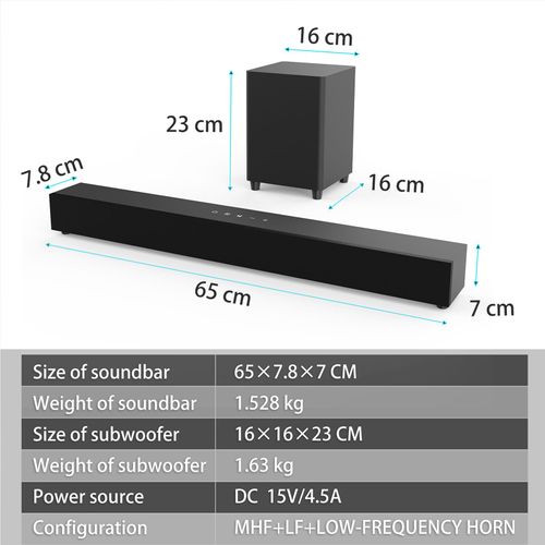 2.1 Soundbars f¹r Fernseher mit Subwoofer, Deep Bass Soundbar, Heimkino, PC-Gaming, BT-Lautsprecher mit Mikrofoneingang f¹r Karaoke mit Fernbedienung
