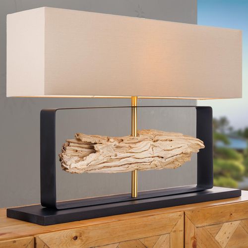 riess-ambiente Tischlampe ROUSILIQUE 80cm natur Eisenholz beige mit Lampenschirm Tischleuchte Lampe Leuchte