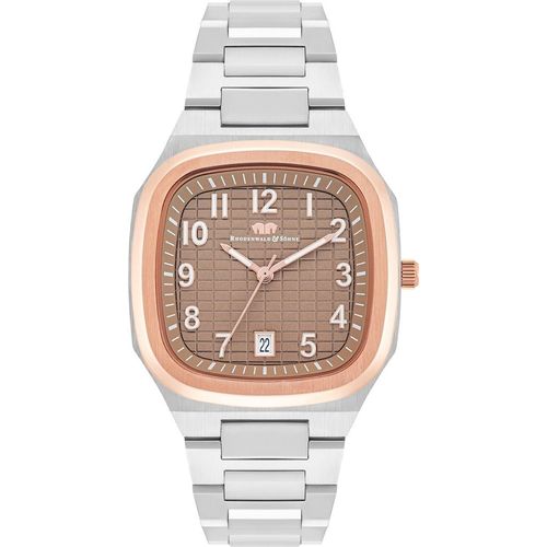 Herren Quarzuhr roségold/silber Edelstahl silber