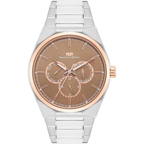 Herren Quarzuhr roségold/silber Edelstahl silber