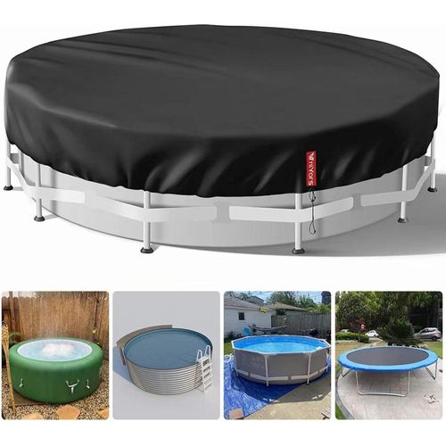 Runde Poolabdeckung 550 Schwarz 549CM Uv-Schutz mit Kordelzug