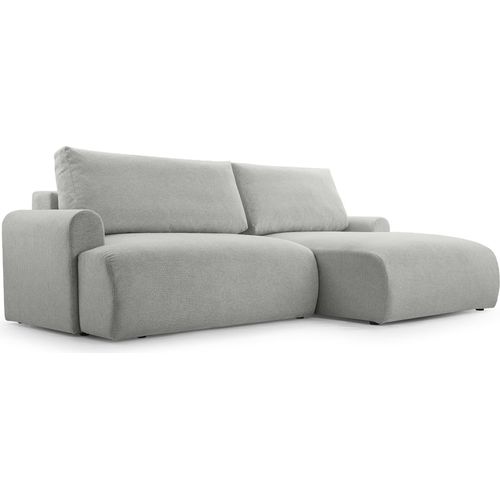 MEBLITO Ecksofa Big Sofa Schlaffunktion Brauel Couch Sofagarnitur Bettkasten Seite Rechts Hellgrau (Aragon 83)