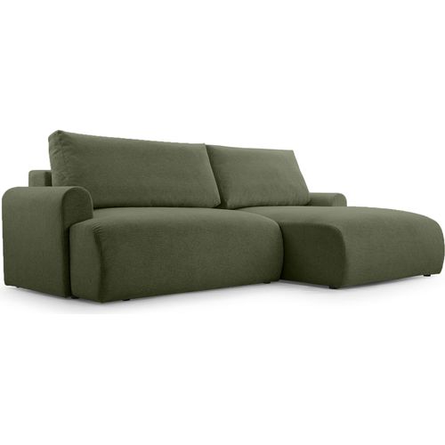 MEBLITO Ecksofa Big Sofa Schlaffunktion Brauel Couch Sofagarnitur Bettkasten Seite Rechts Dunkelgrün (Aragon 39)