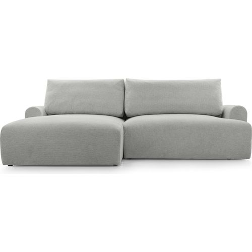 MEBLITO Ecksofa Big Sofa Schlaffunktion Brauel Couch Sofagarnitur Bettkasten Seite Links Hellgrau (Aragon 83)