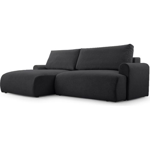 MEBLITO Ecksofa Big Sofa Schlaffunktion Brauel Couch Sofagarnitur Bettkasten Seite Links Schwarz (Aragon 99)