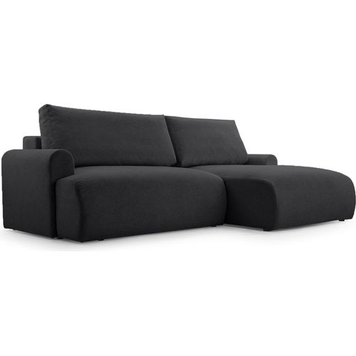 MEBLITO Ecksofa Big Sofa Schlaffunktion Brauel Couch Sofagarnitur Bettkasten Seite Rechts Schwarz (Aragon 99)