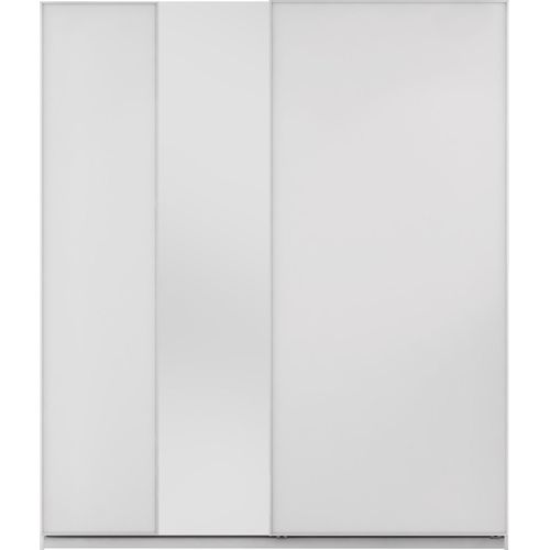MIRJAN24 Kleiderschrank Maxi 2D 2000 MX04, Schiebetürenschrank, Frontspiegel 3 mm, Gedämpftem Schließsystem (Farbe: Weiß, ohne Beleuchtung)