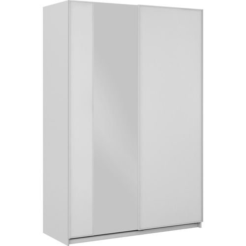 MIRJAN24 Kleiderschrank Maxi 2D 150 MX02, Schiebetürenschrank, Frontspiegel 3 mm, Gedämpftem Schließsystem (Farbe: Weiß, ohne Beleuchtung)