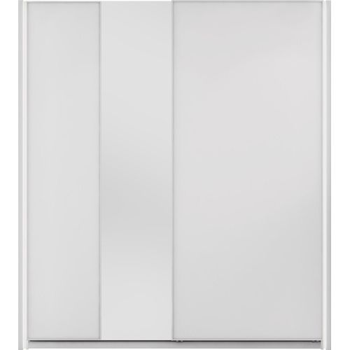 MIRJAN24 Kleiderschrank Maxi 2D 2000 MX04, Schiebetürenschrank, Frontspiegel 3 mm, Gedämpftem Schließsystem (Farbe: Weiß, mit Weißer LED Beleuchtung)