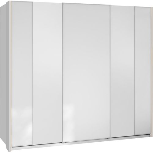 MIRJAN24 Kleiderschrank Maxi 3D 2000 MX06, Schiebetürenschrank, Frontspiegel 3 mm, Gedämpftem Schließsystem (Farbe: Weiß, mit Weißer LED Beleuchtung)