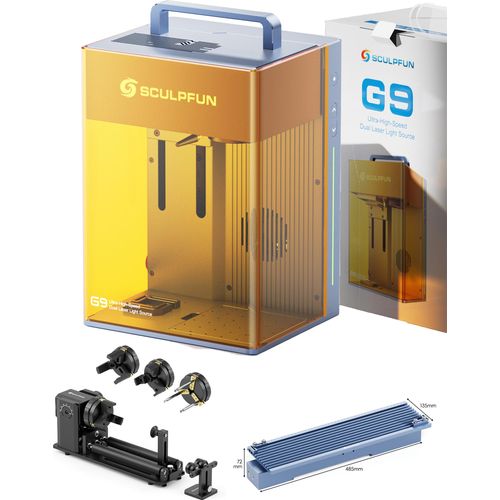 SCULPFUN G9 Lser Graviermäschine mit Slide Extension und RA PRO MAX, blitzschneller tragbarer Lsergravierer für Metall Holz Leder Kunststoff Schmuck
