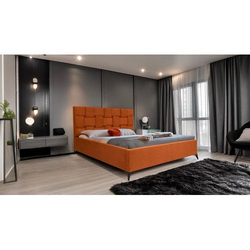 4ALLHOME Polsterbett Laos 180x200cm Bett mit Lattenrost und Metallrahmen Velo 627 Ziegelrot
