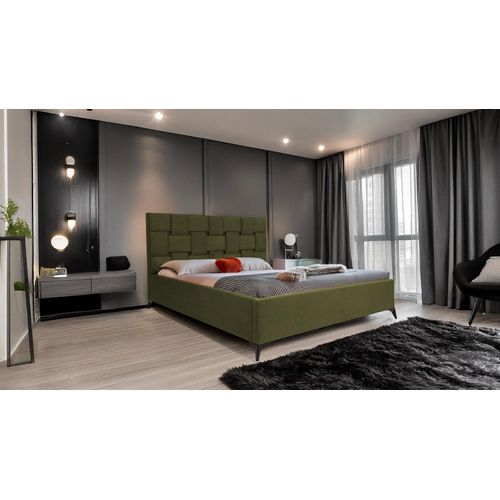 4ALLHOME Polsterbett Laos 160x200cm Bett mit Lattenrost und Metallrahmen Velo 629 Olivengrün