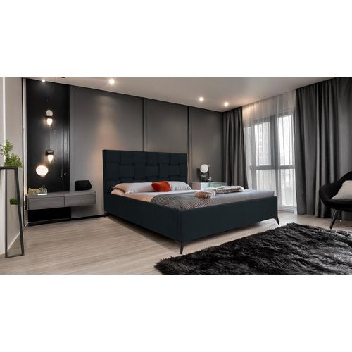 4ALLHOME Polsterbett Laos 200x200cm Bett mit Lattenrost und Metallrahmen Velo 636 Anthrazit