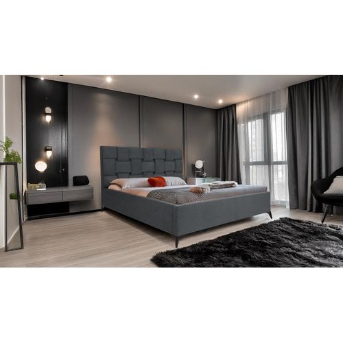 4ALLHOME Polsterbett Laos 180x200cm Bett mit Lattenrost und Metallrahmen Velo 635 Stahlgrau
