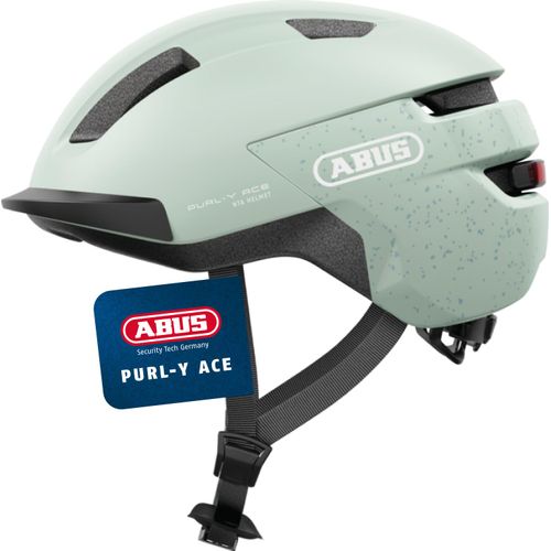 ABUS Fahrradhelm PURL-Y ACE mit LED-Licht – geeignet Fahrten auf E-Bike und S-Pedelec – trendiger NTA-Schutzhelm für Erwachsene und Jugendliche – Grün (Mint Green), Größe L