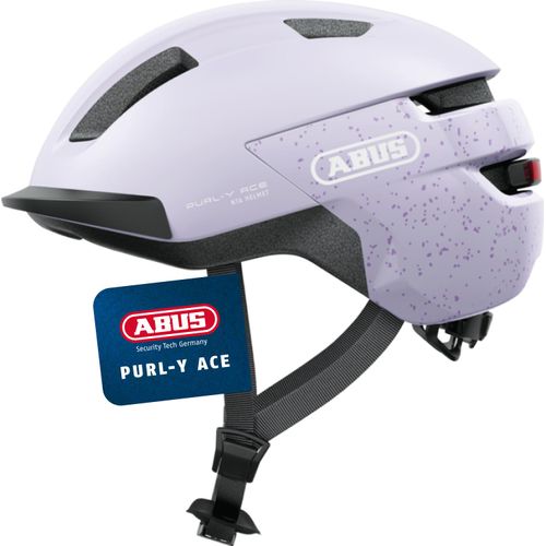 ABUS Fahrradhelm PURL-Y ACE mit LED-Licht – geeignet Fahrten auf E-Bike und S-Pedelec – trendiger NTA-Schutzhelm für Erwachsene und Jugendliche – Lavendel (Light Lavender), Größe L